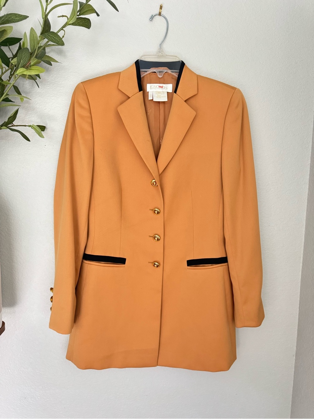 Vintage Escada Margaretha Ley Wool Blazer 36 US 6 Mustard Yellow Gold Buttons
